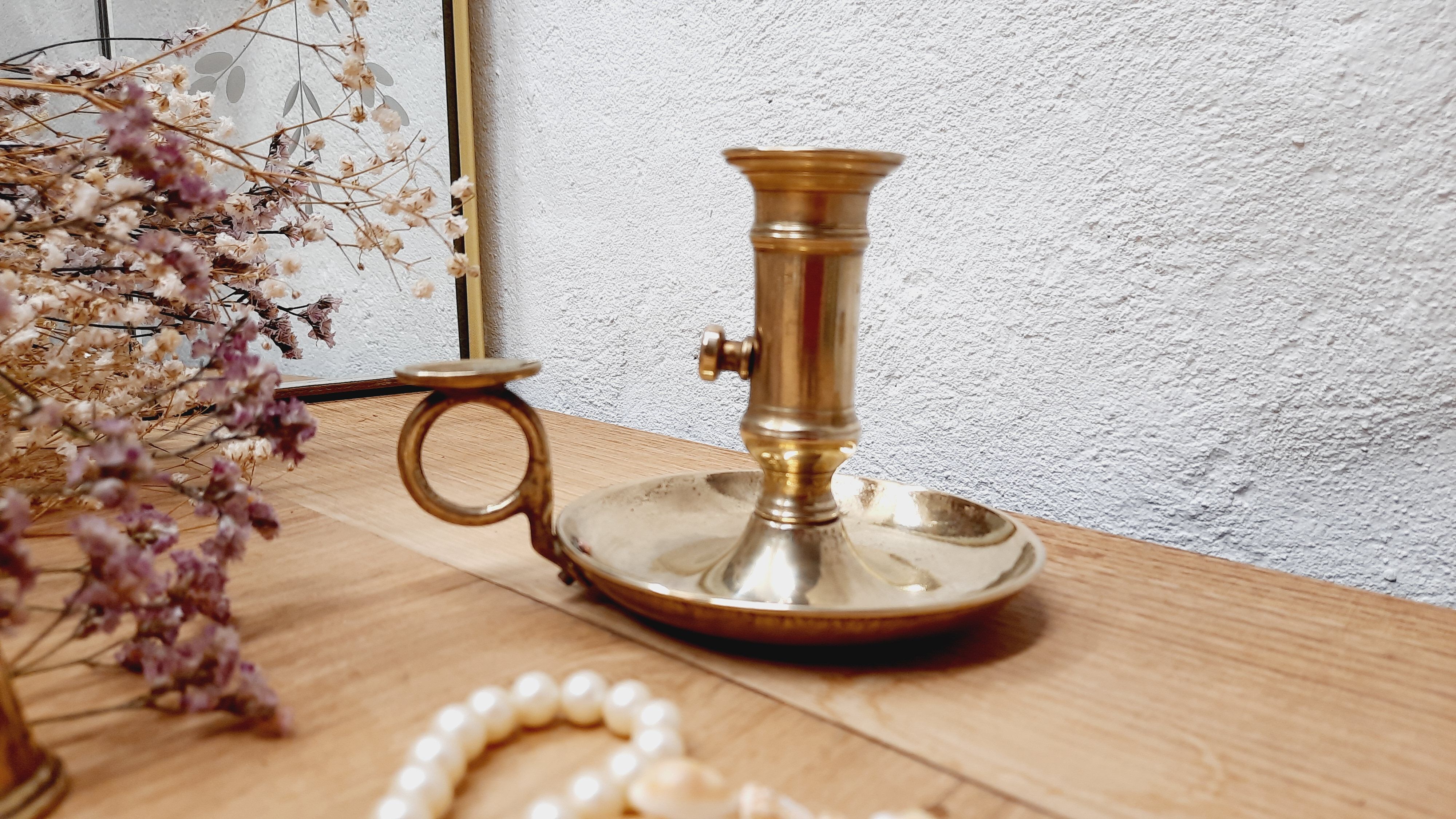 Cellar rat candle holder and brass extinguisher