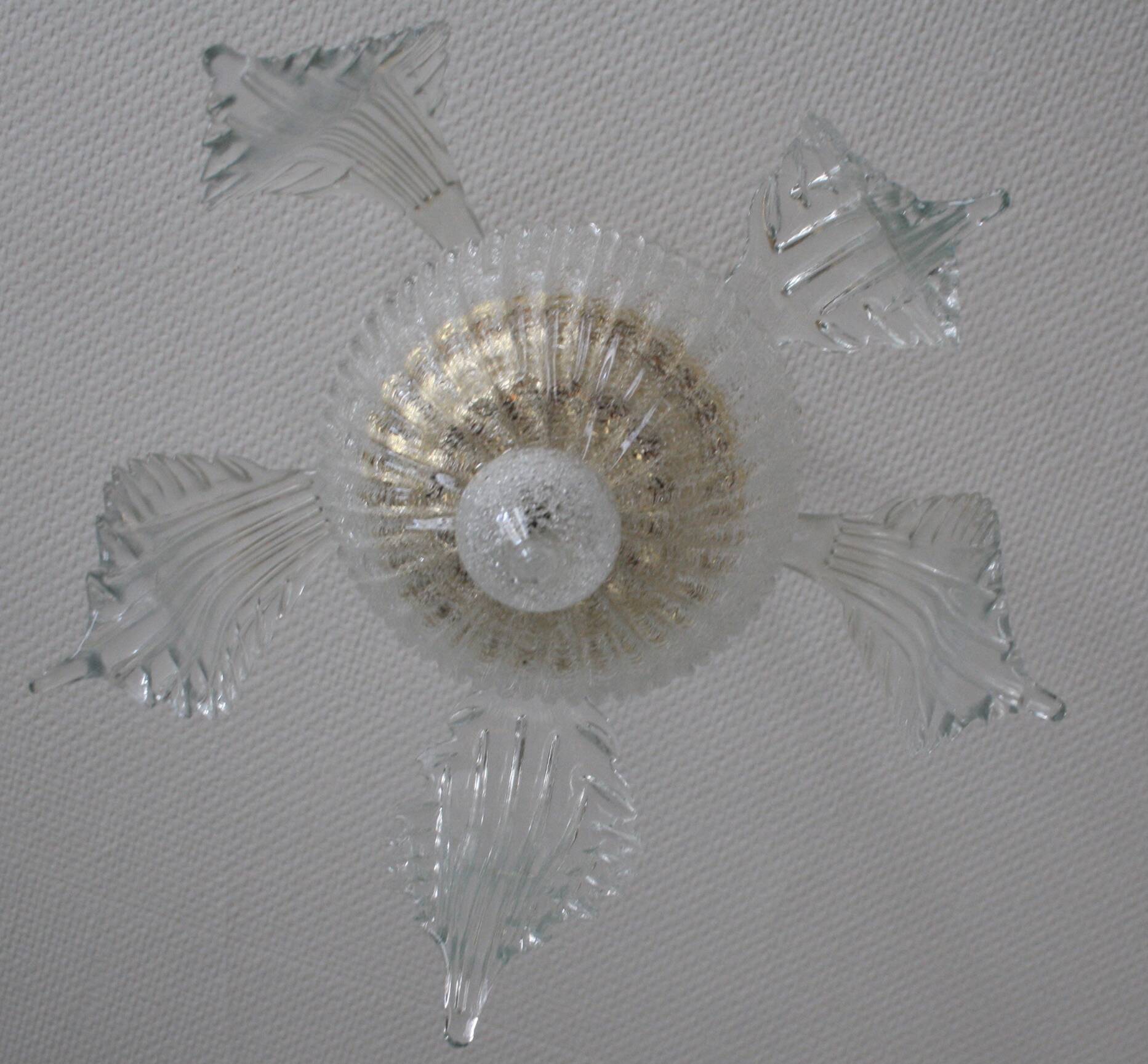 Glass and gold metal chandelier (2 available)