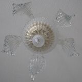 Glass and gold metal chandelier (2 available)