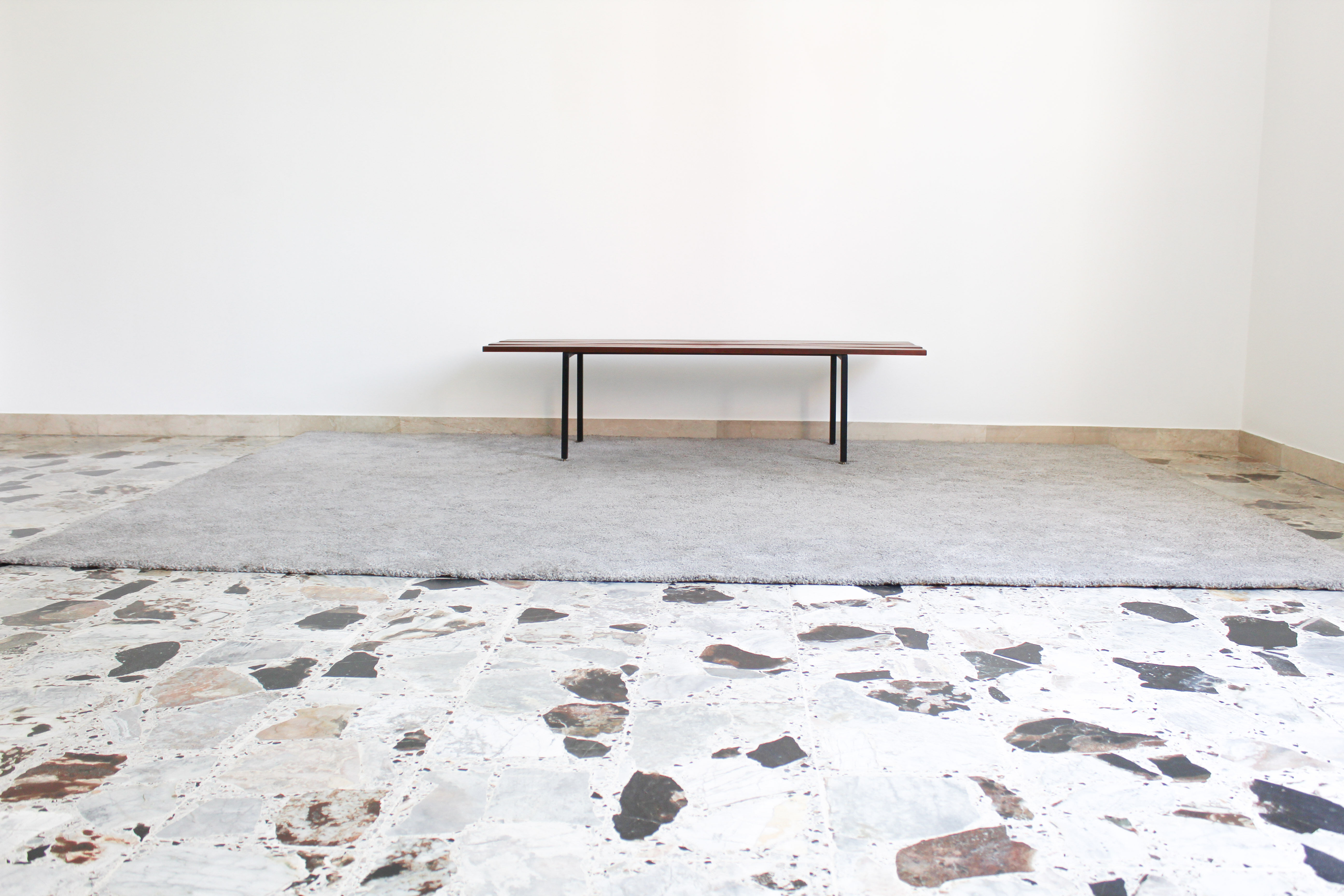 Rosewood and metal bench, Italy 1970s