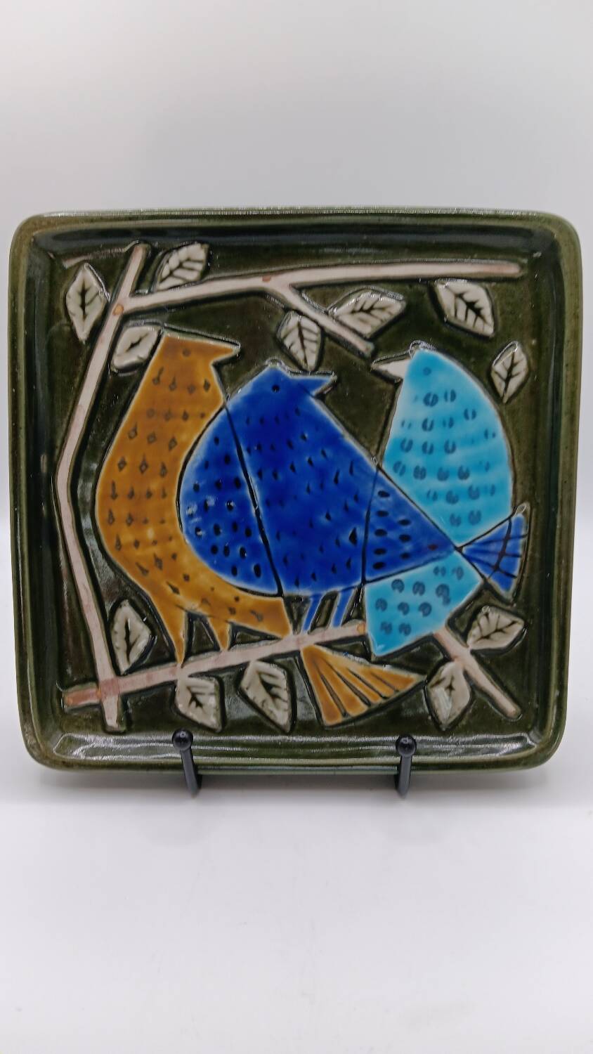 Enamelled plaque the 3 birds by Lisa Larson - Gustavsberg