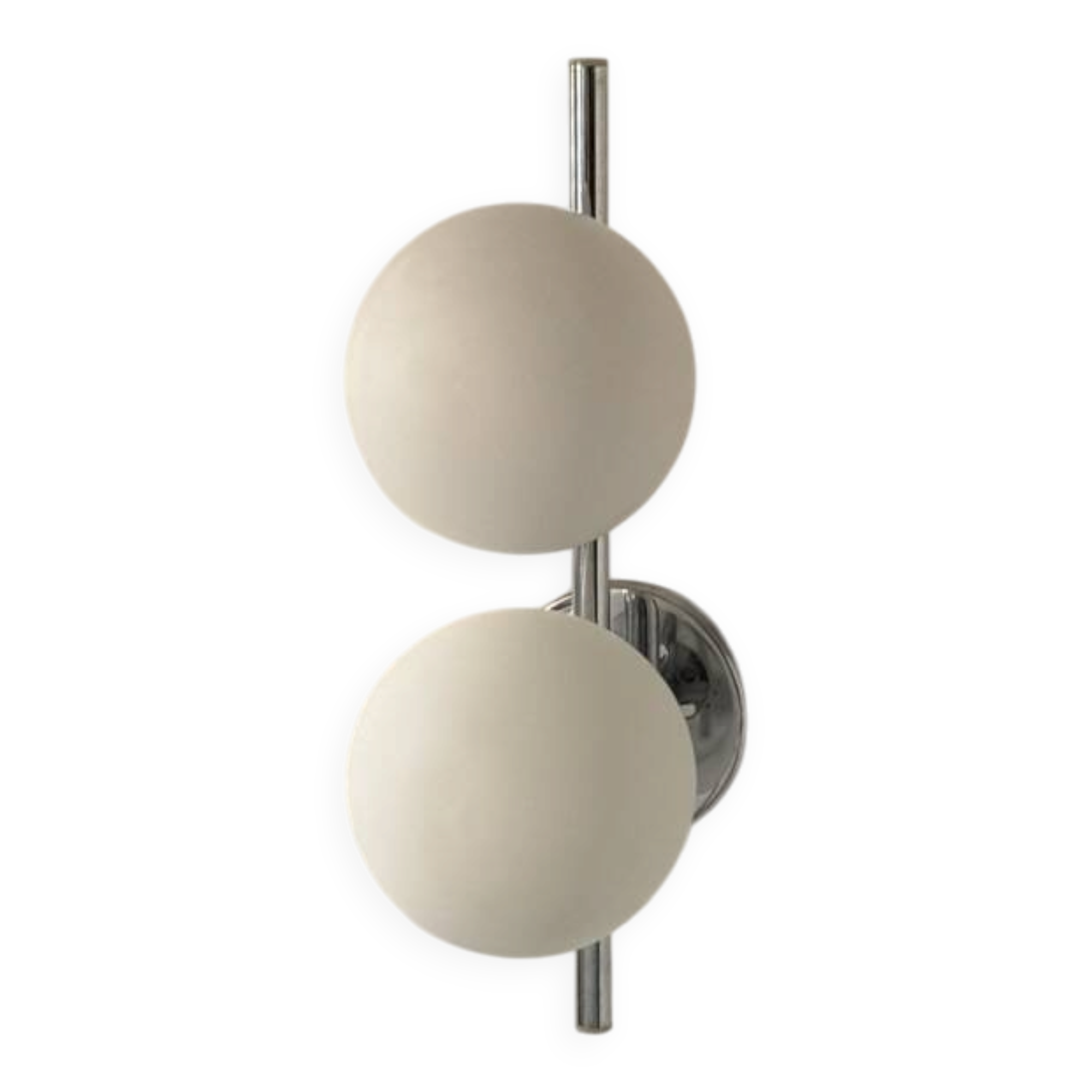 Double chrome metal wall light and opaline, France, 1970.