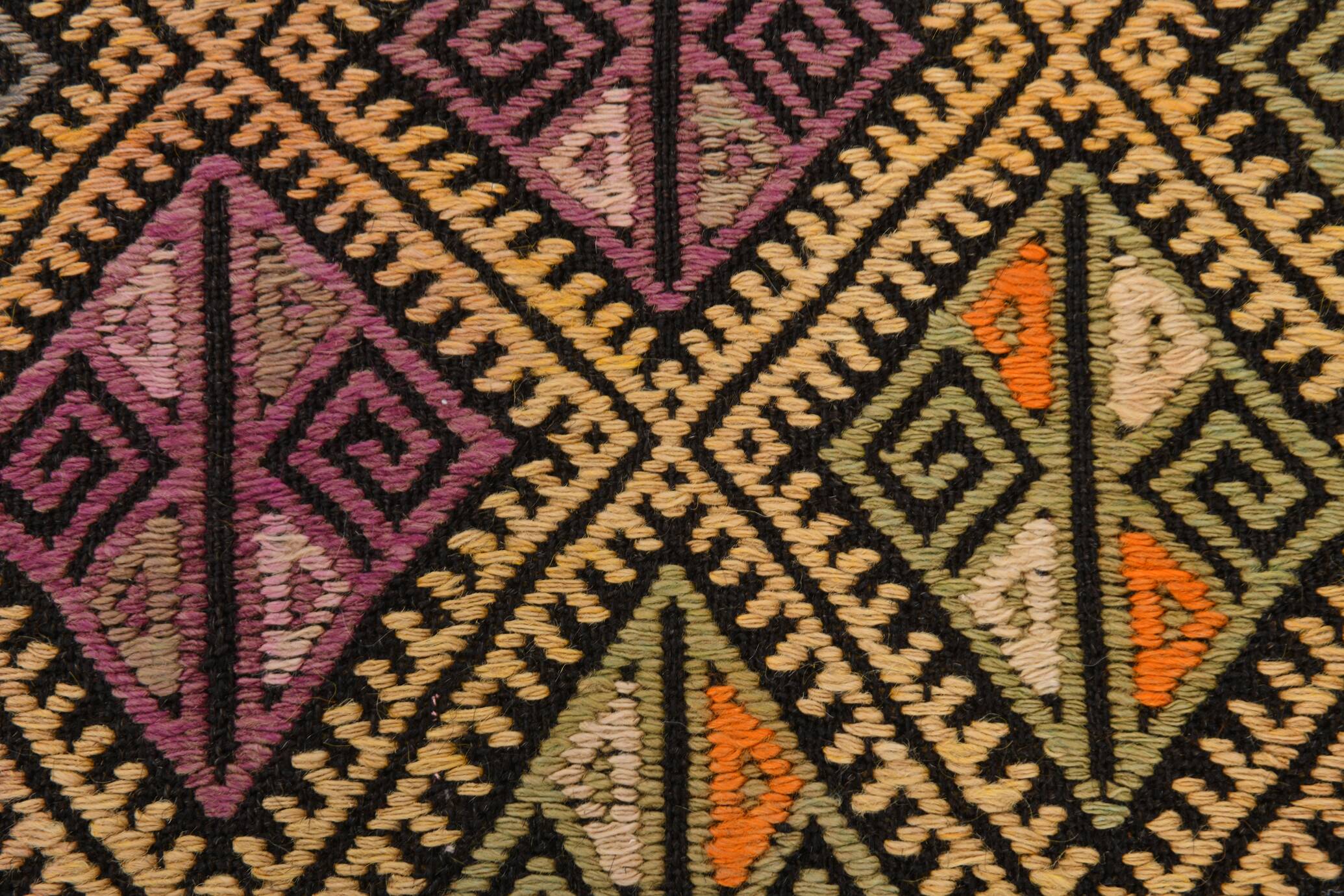 Yellow & Green Tribal Turkish Kilim Rug, 158x236Cm