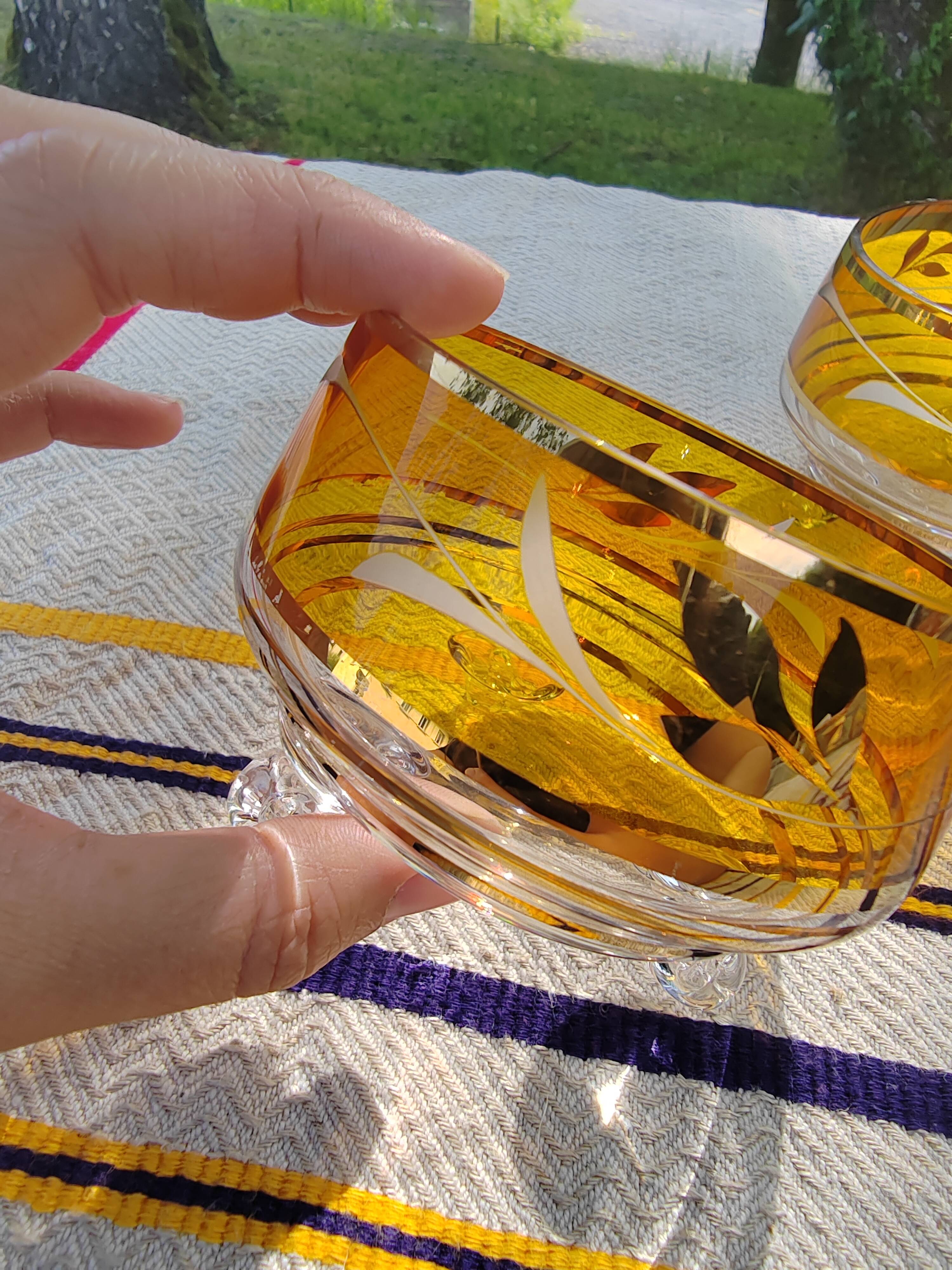 Pair of crystal stemmed bowls