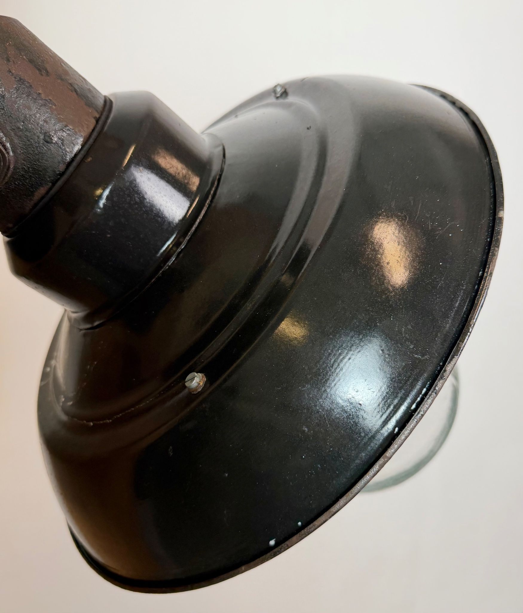 Vintage Industrial Black Enamel and Cast Iron Wall Lamp, 1960s