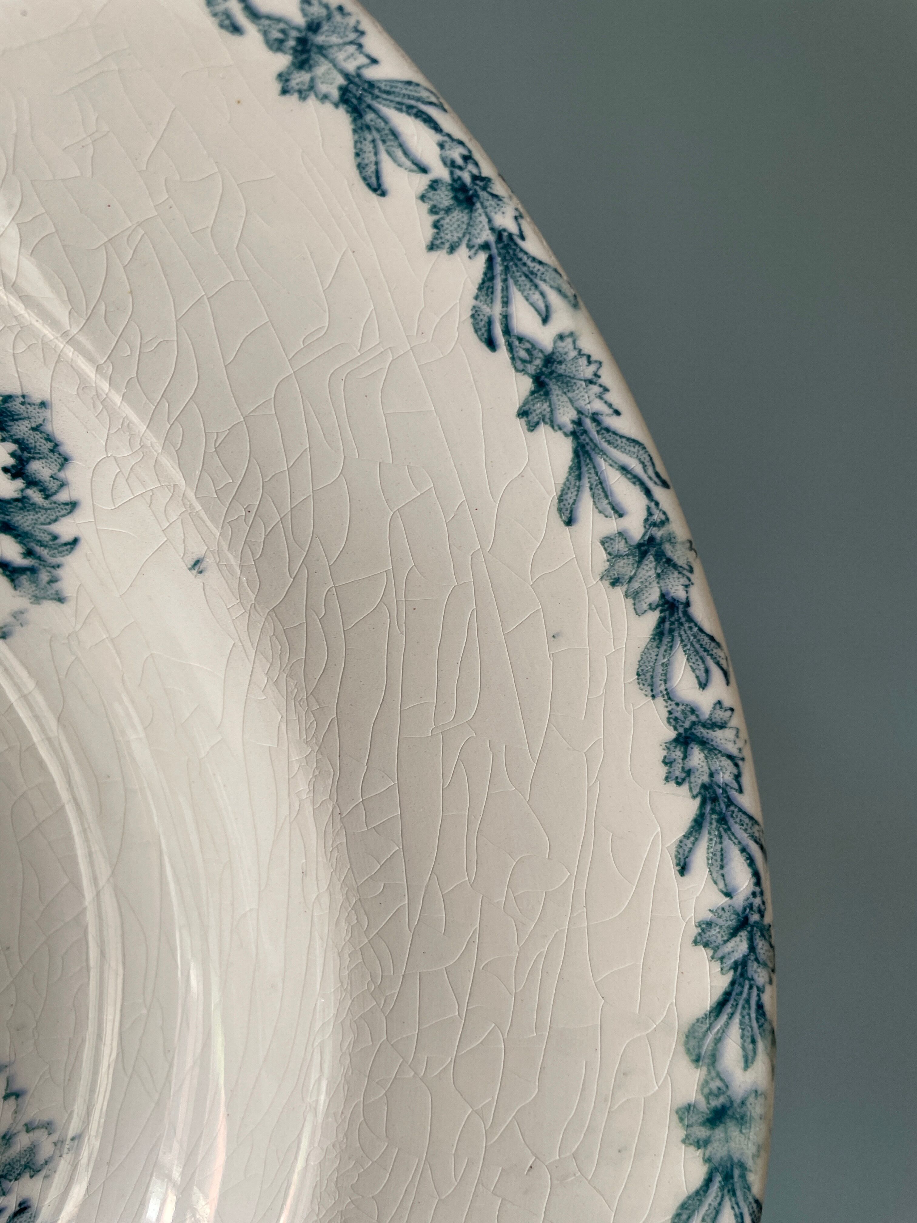 Set of 7 hollow plates Terre de Fer K.G Lunéville, model "carnation"