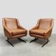 Vintage Italian cognac design lounge chairs 'Hermes style'