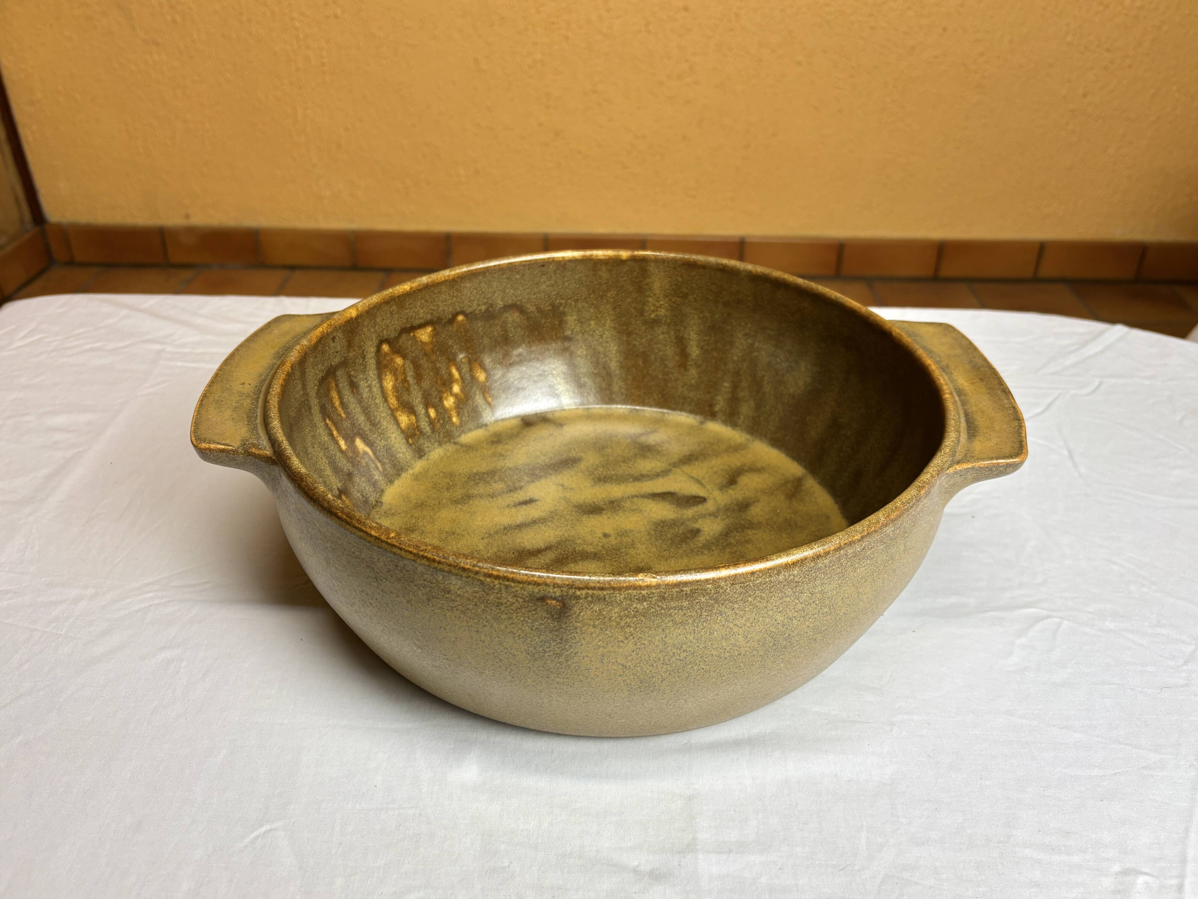 Grande bassine type vasque en grès artisanal