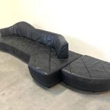 Canapé modulaire en cuir de mouton italien, design des années 1980