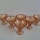 Set of 6 Art Deco Pink Rosaline Glass Dessert Bowls, Czechoslovakia, 1930s