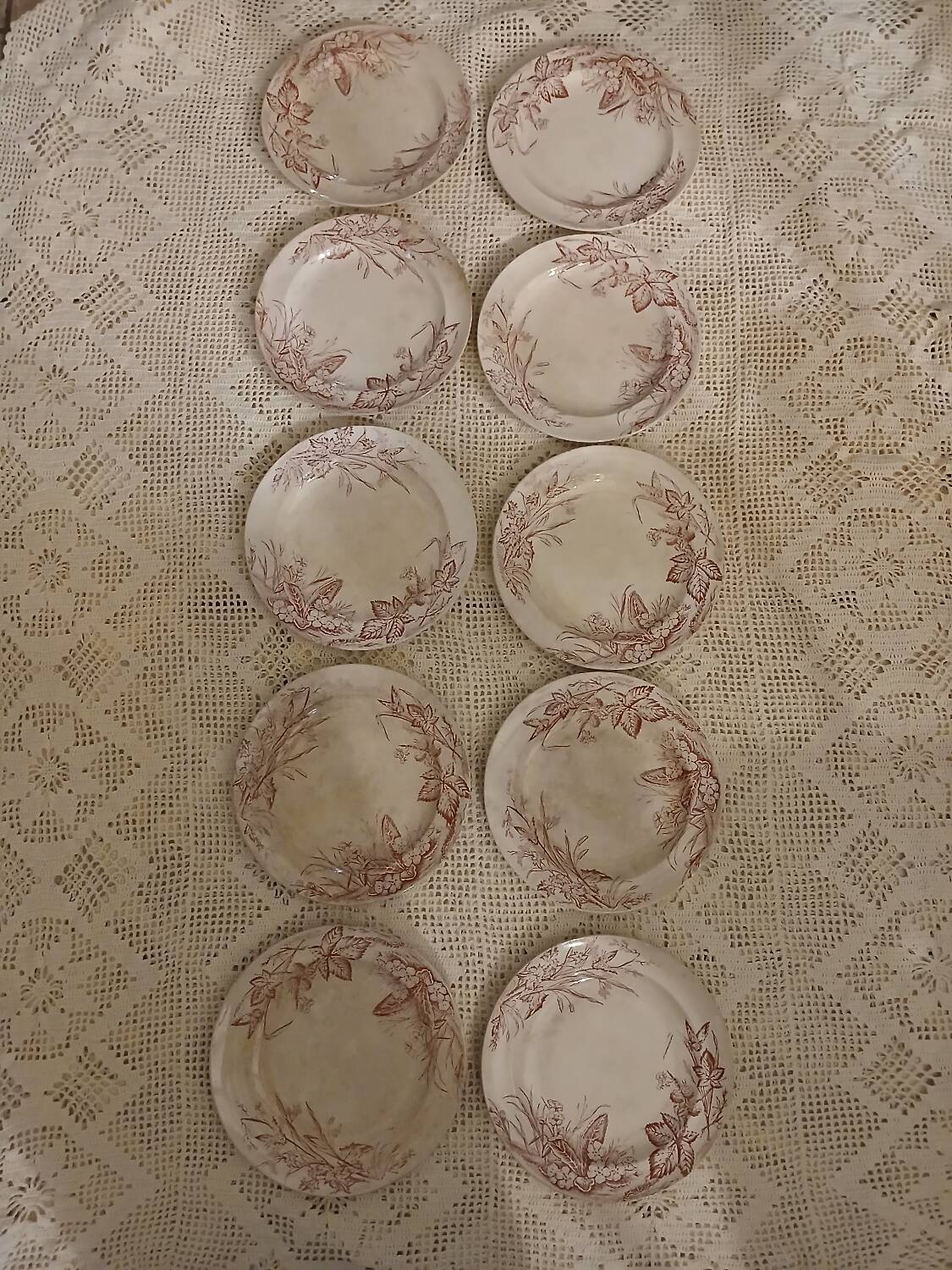 10 antique ironstone dinner plates