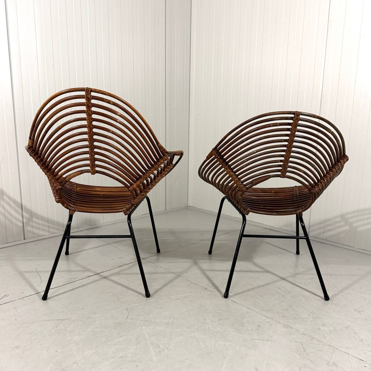 Rattan easy chairs by Rohé Noordwolde, Netherlands 1950-60’s