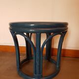 Pair of blue rattan beanbags