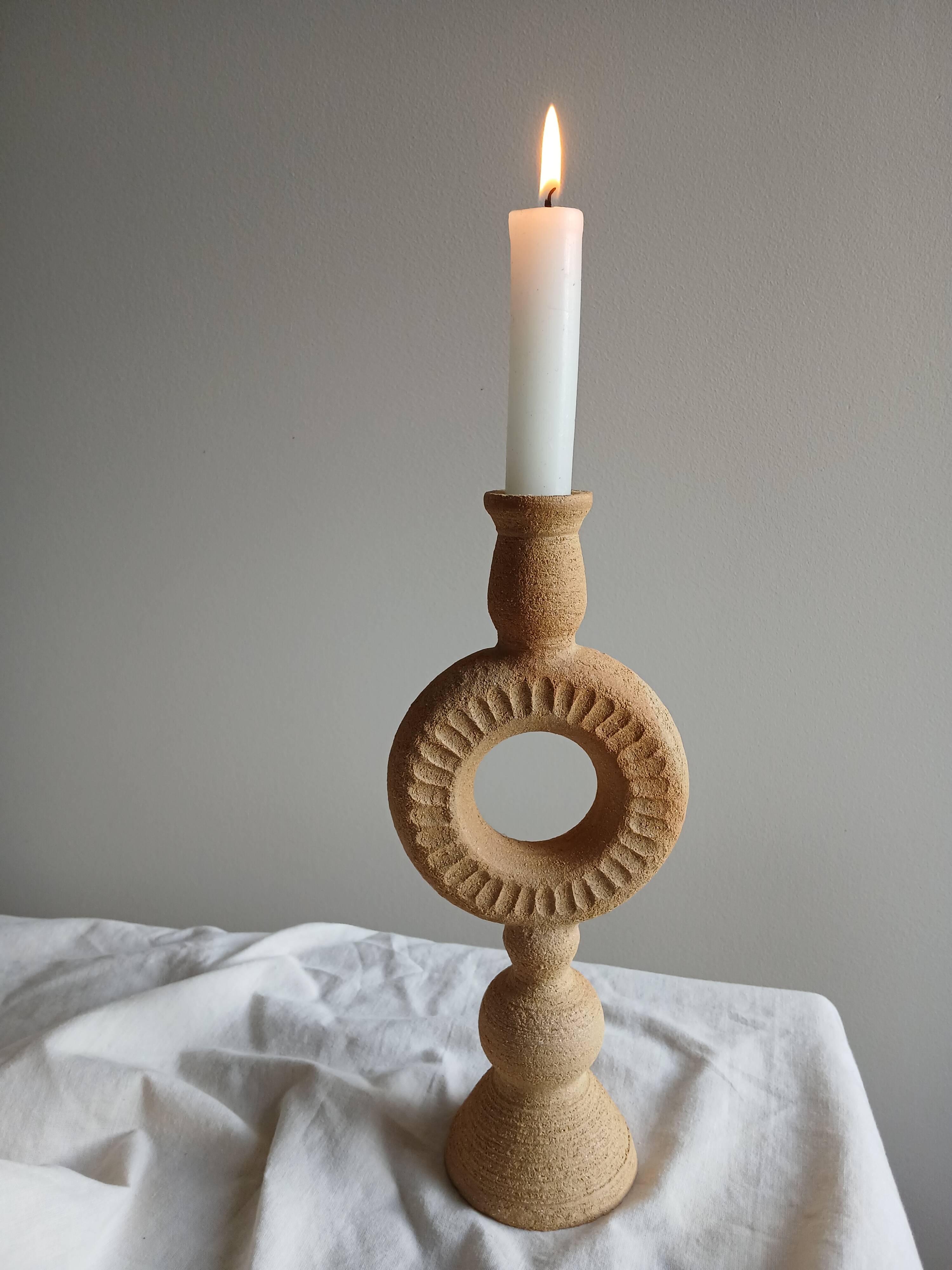Chandelier in raw red stoneware