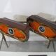 Set of 2 German Orange Lava Ceramic Wall Lamps from the 1960s / 70s Pan Keramik