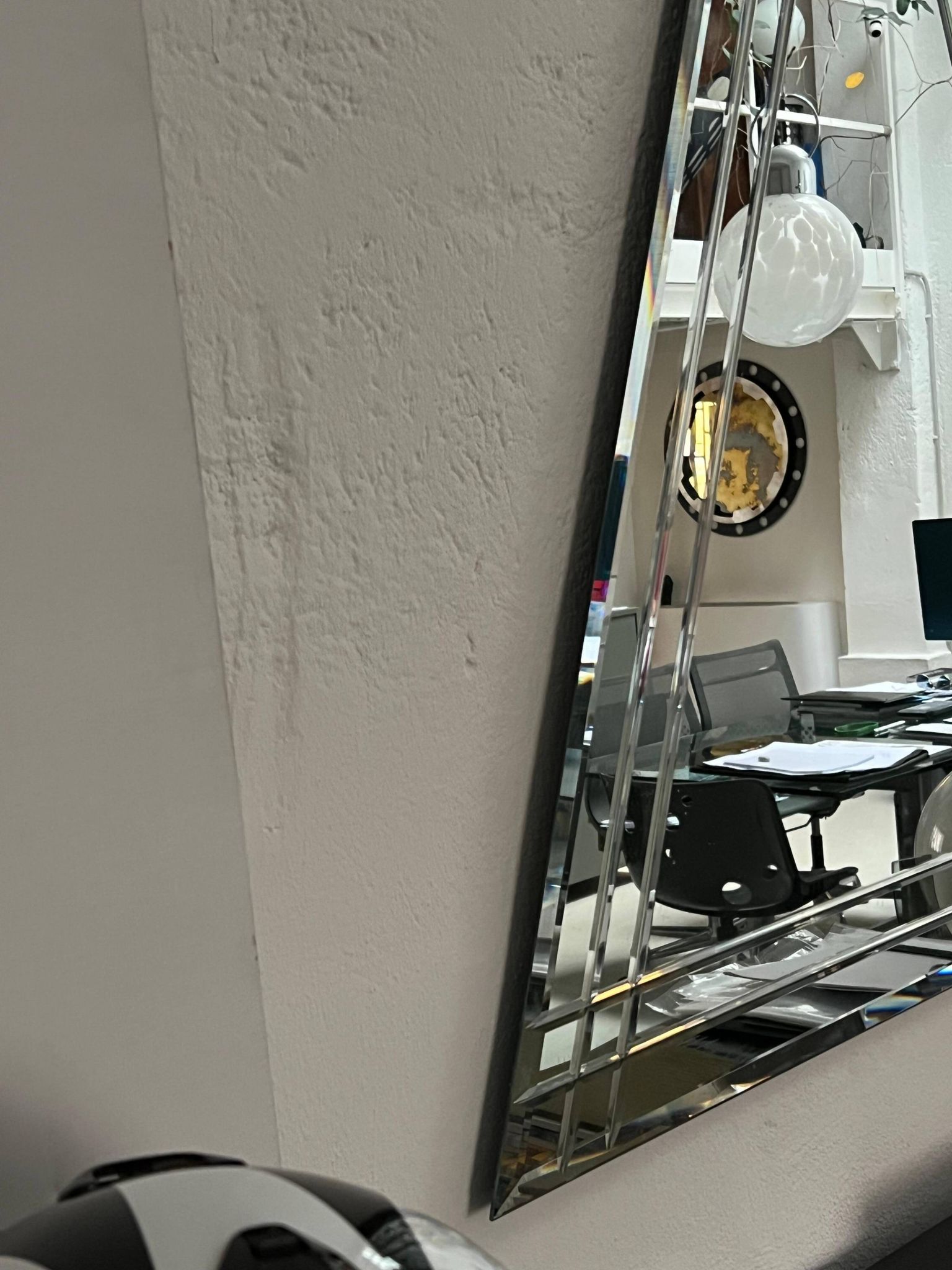 Vintage Big Triangular Wall Mounted Mirror with Beveled Decoration