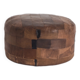 Vintage leather patchwork pouf