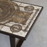 Danish mid century rectangular coffee table by Ox Art in Oak and Stoneware, 1970