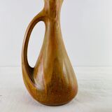 Vase soliflore in old stoneware flamed caramel color and honey of the Manufacture Denbac (signed and