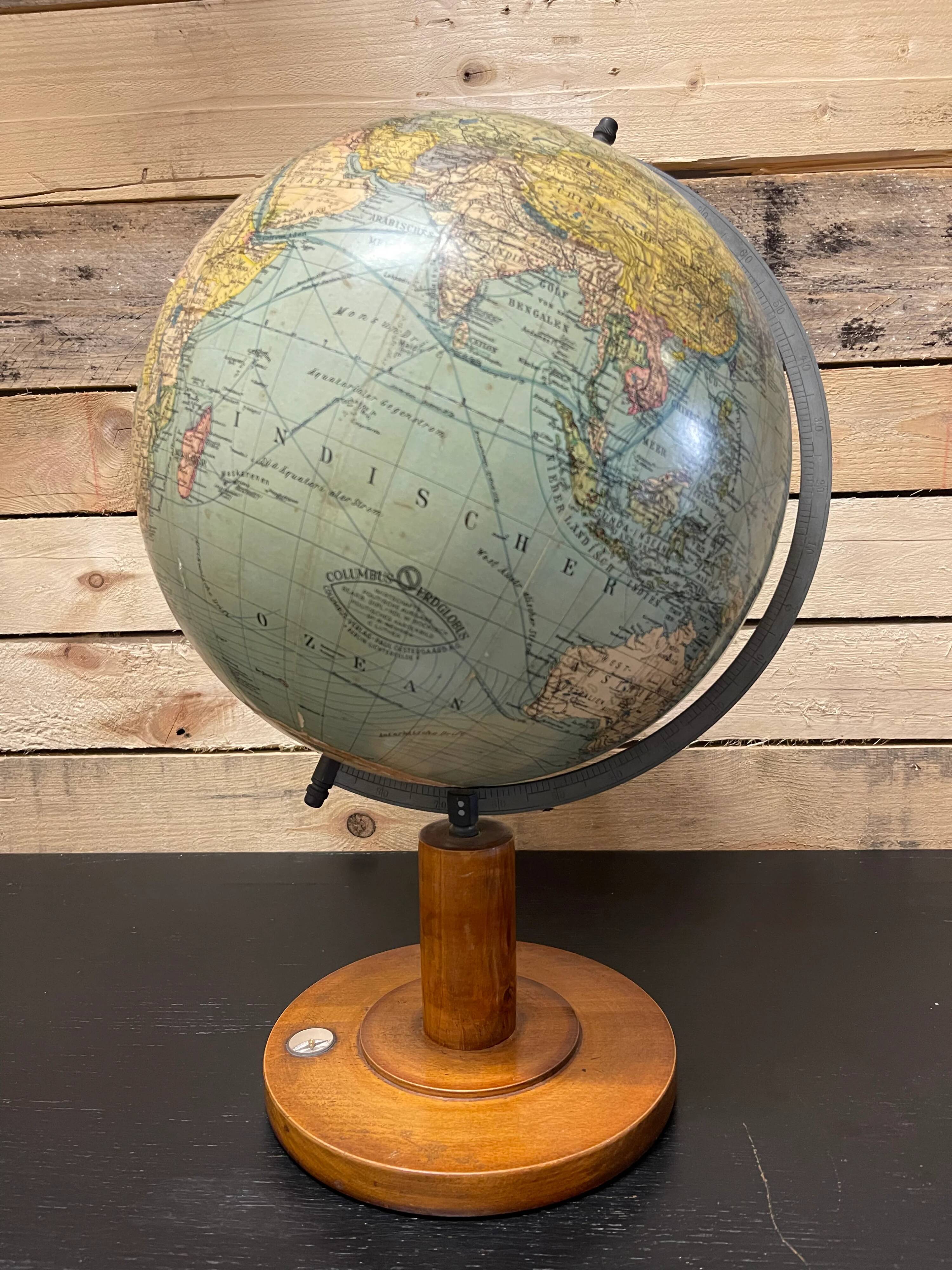 Antique 1920s German table globe by renowned makers Columbus