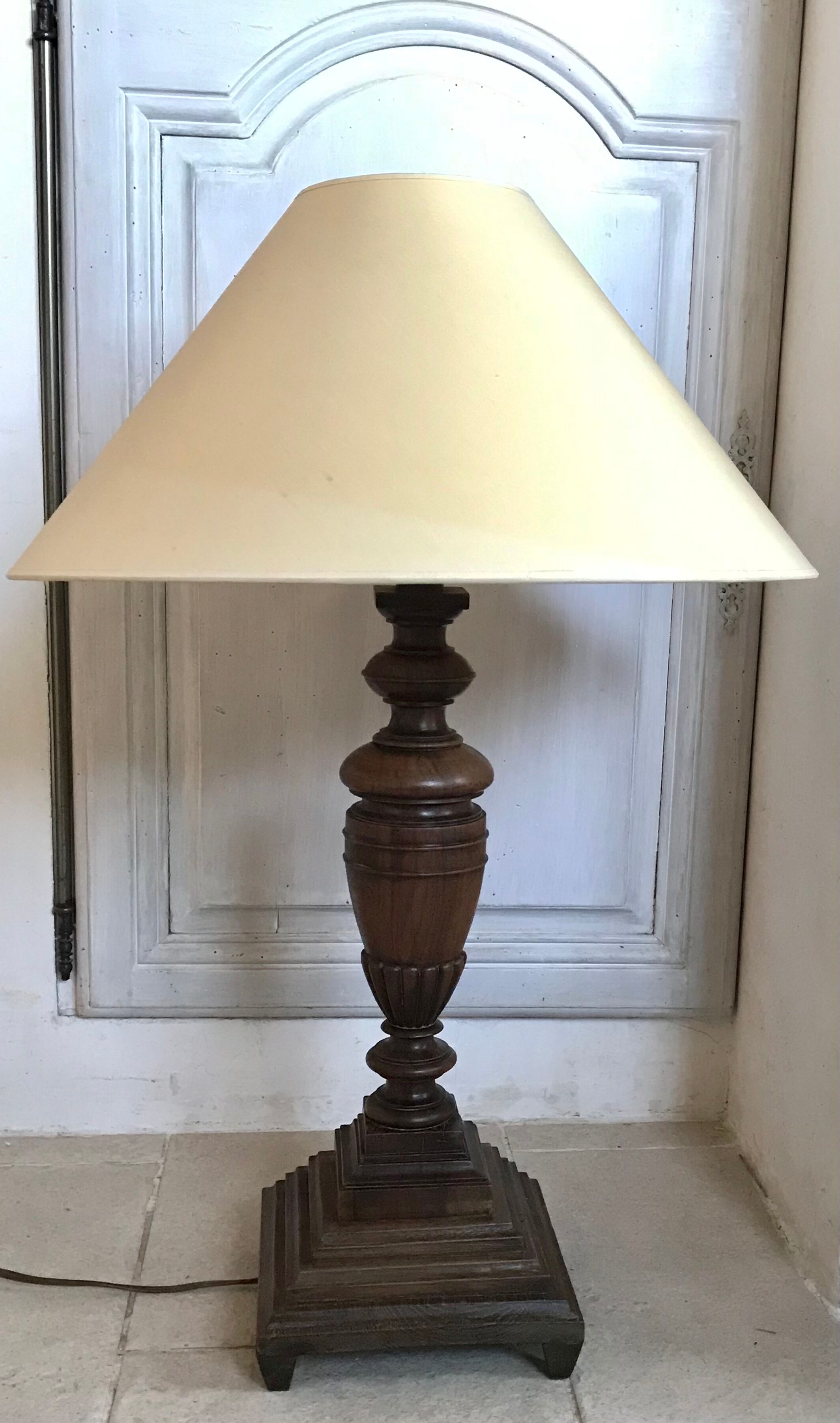 Pair of art deco wooden lamps