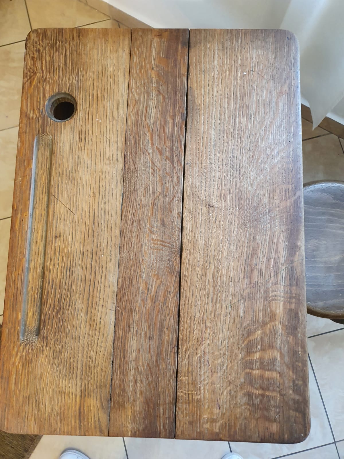 Wooden and metal school desk