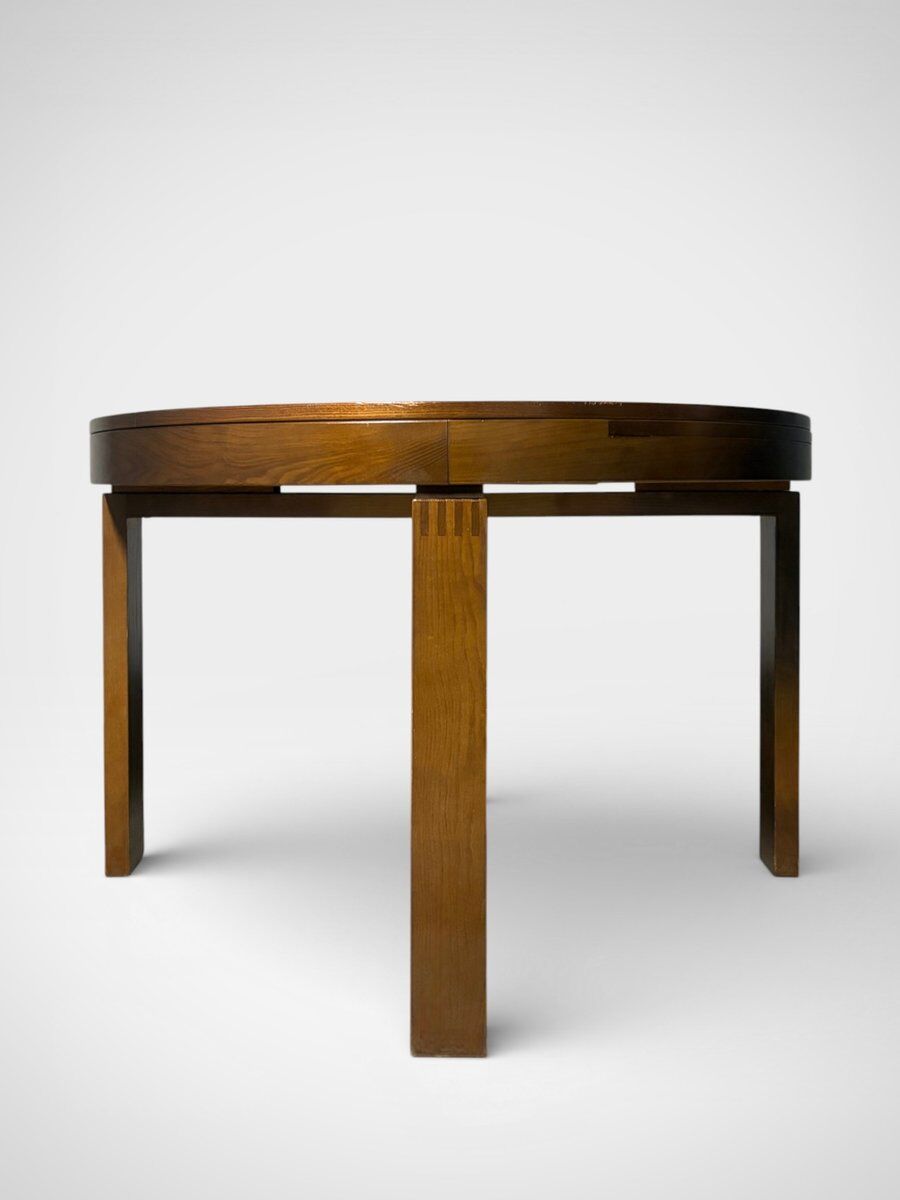Brutalist extendable round table, 1960s