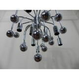 Suspension Sputnik vintage avec 9 points lumineux et 16 ampoules chromées