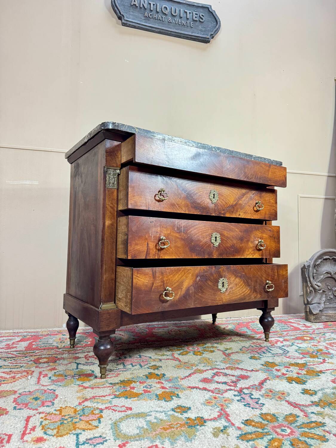 19th Century Restoration Period Flamed Mahogany Chest of Drawers