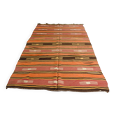 Vintage Turkish Kilim Rug, Handwoven Anatolian Area Rug, Striped kilim-c140