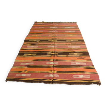 Vintage Turkish Kilim Rug, Handwoven Anatolian Area Rug, Striped kilim-c140