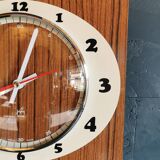 Vintage formica clock rectangular silent wall clock "Japy cream wood"