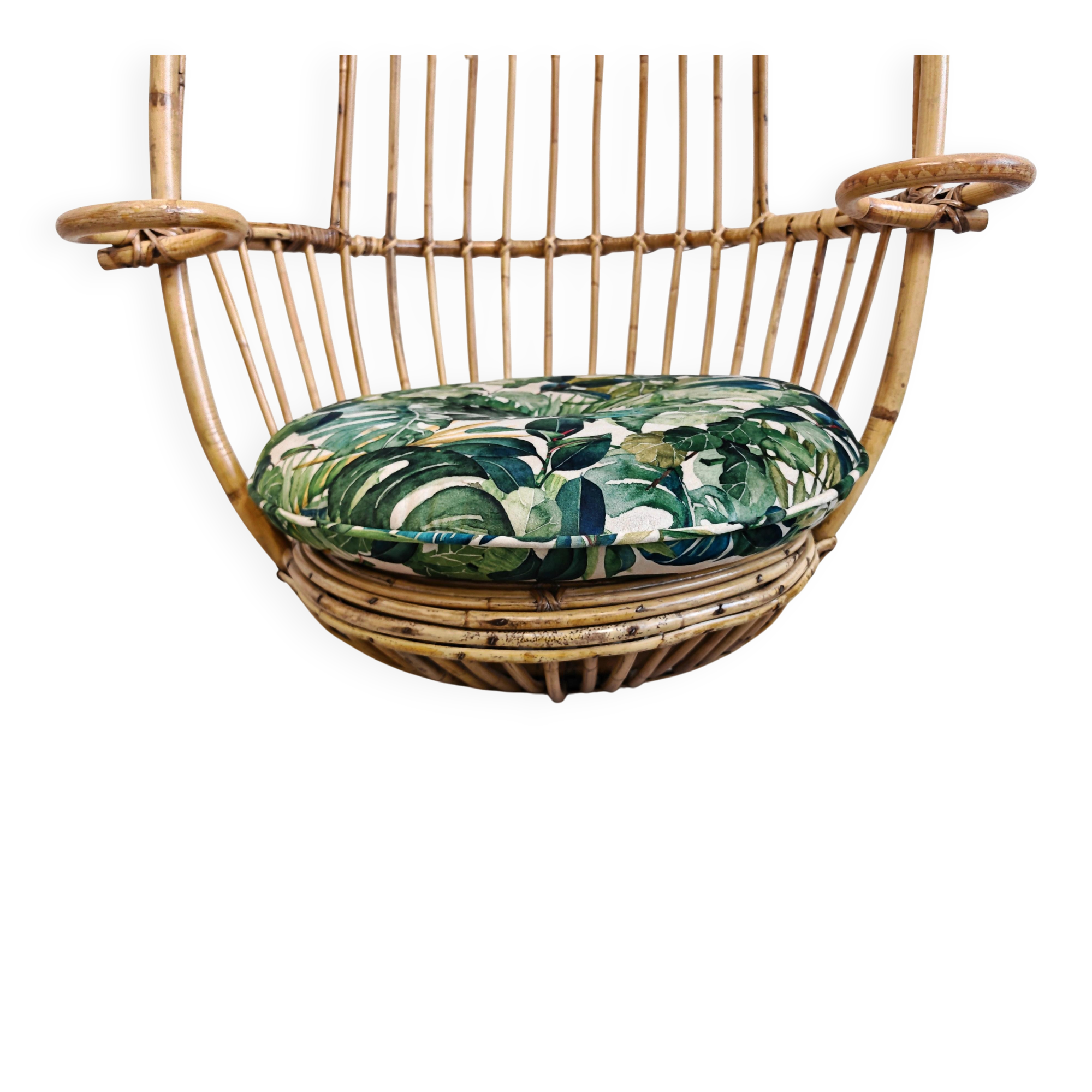 Mid Century hanging egg chair in bamboo by Fratelli Castano 1950s