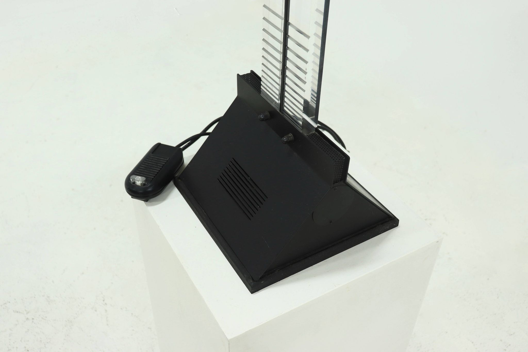 Italian Postmodern Lucite and Steel Uplighter Floor Lamp 1980s