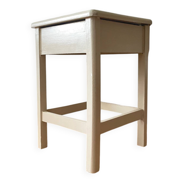 Tabouret coffre vintage beige