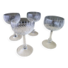 Set de 4 verres à pied en verre taillé pour vin rosé ou blanc