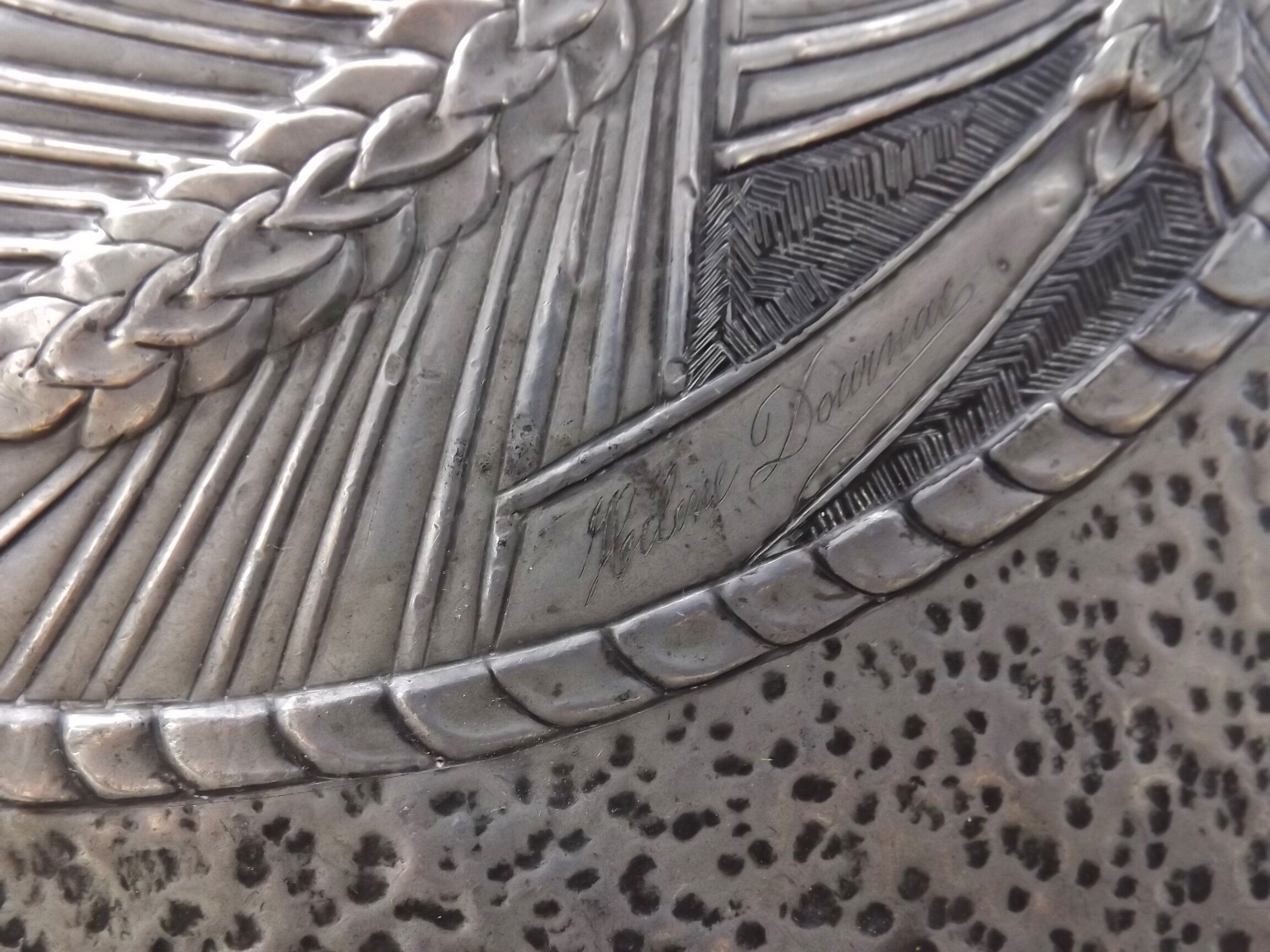 Round top art deco art signed