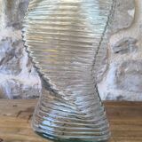 Large wavy pressed glass vase