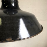 Industrial hanging lamp in grey enamelled sheet metal
