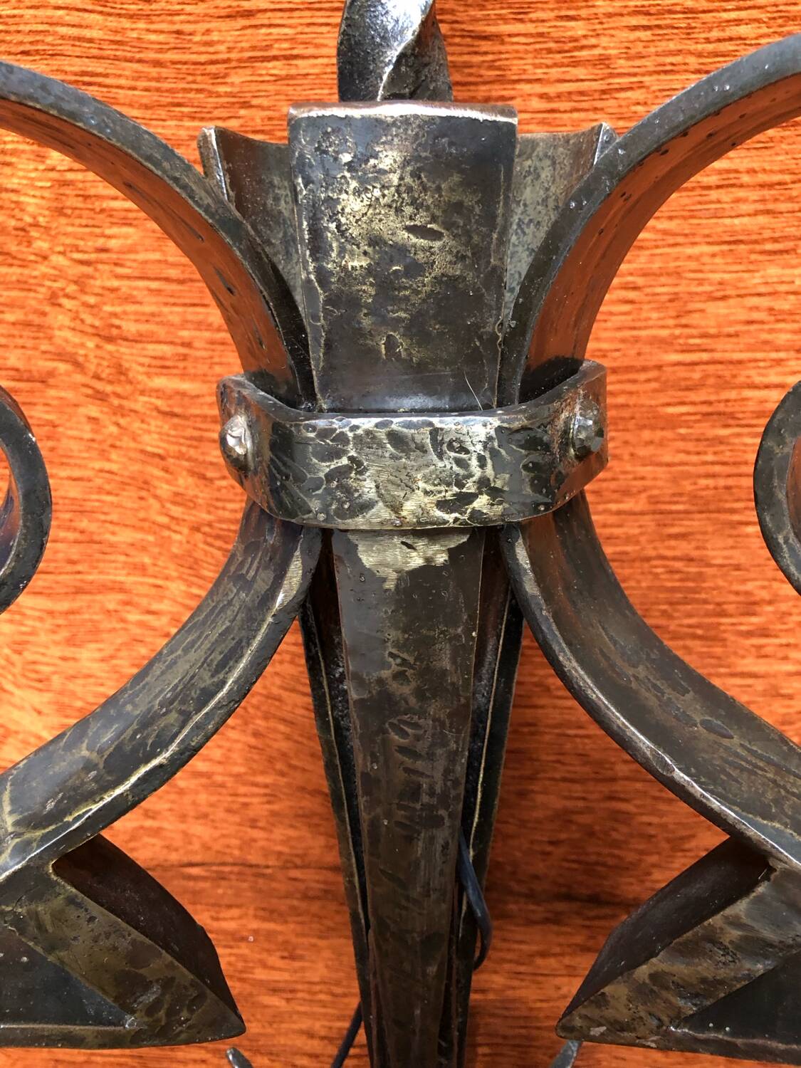 Art deco wrought iron floor lamp