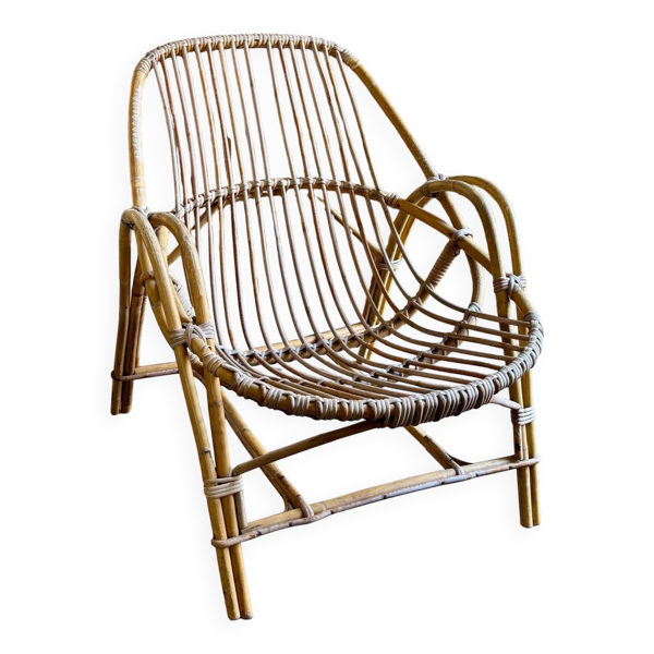 Fauteuil en rotin années 1960 n° 2