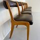Set of 6 Baumann curved wood and imitation leather chairs, gondola model, 70s