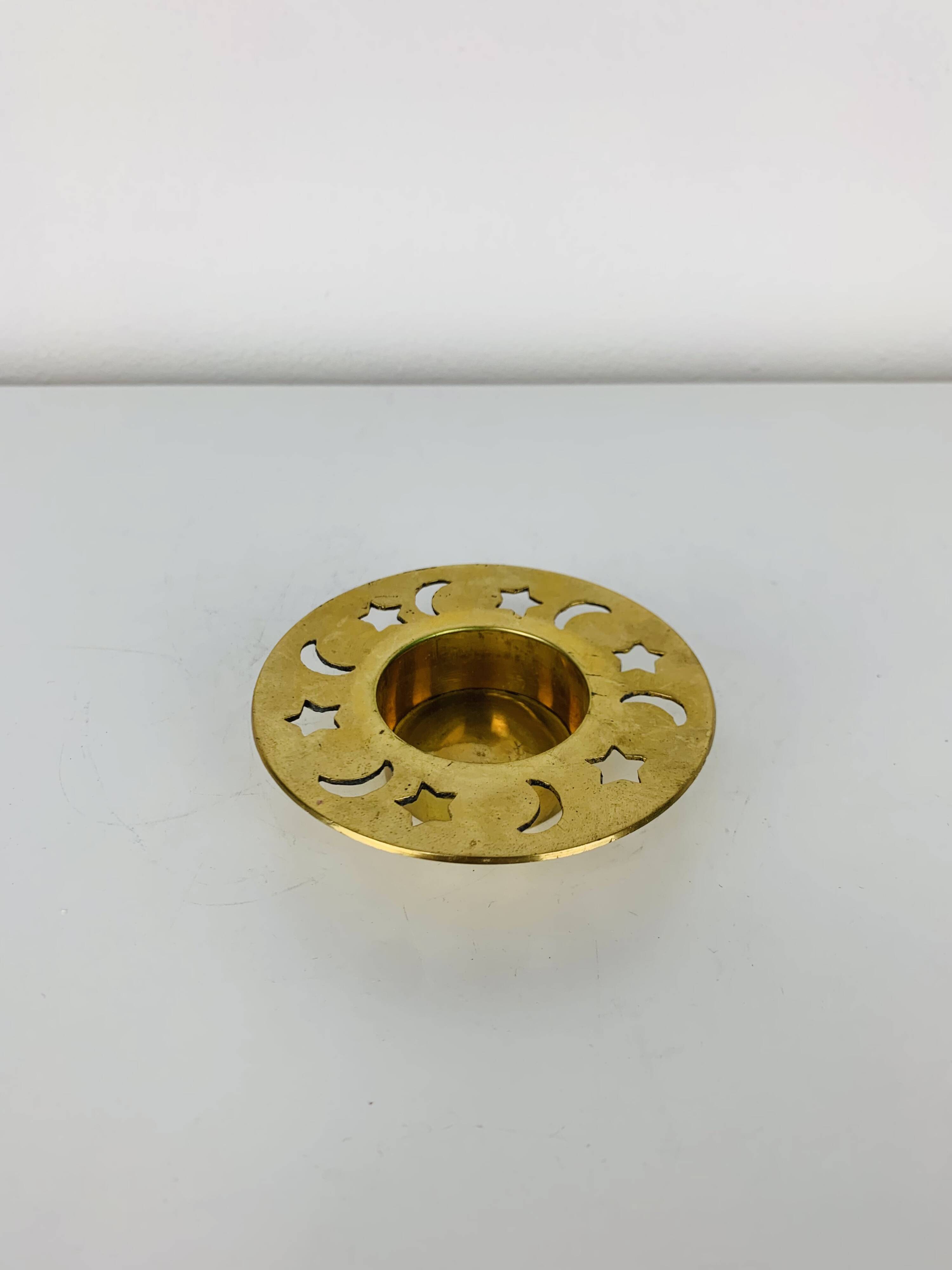 Vintage gold brass candle holder