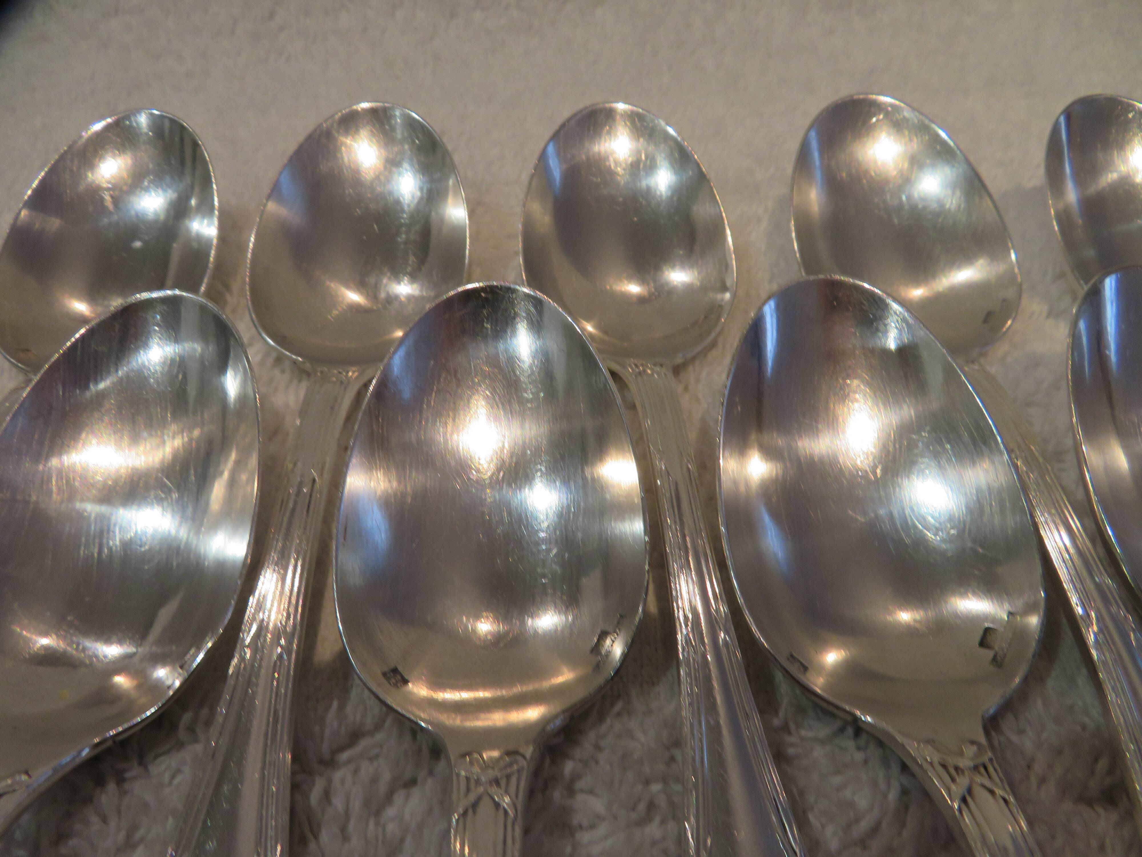 10 silver-plated coffee spoons by Christofle Rubans Louis XVI