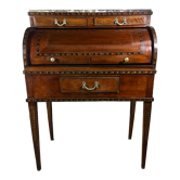Louis XVI style cylinder desk inlaid