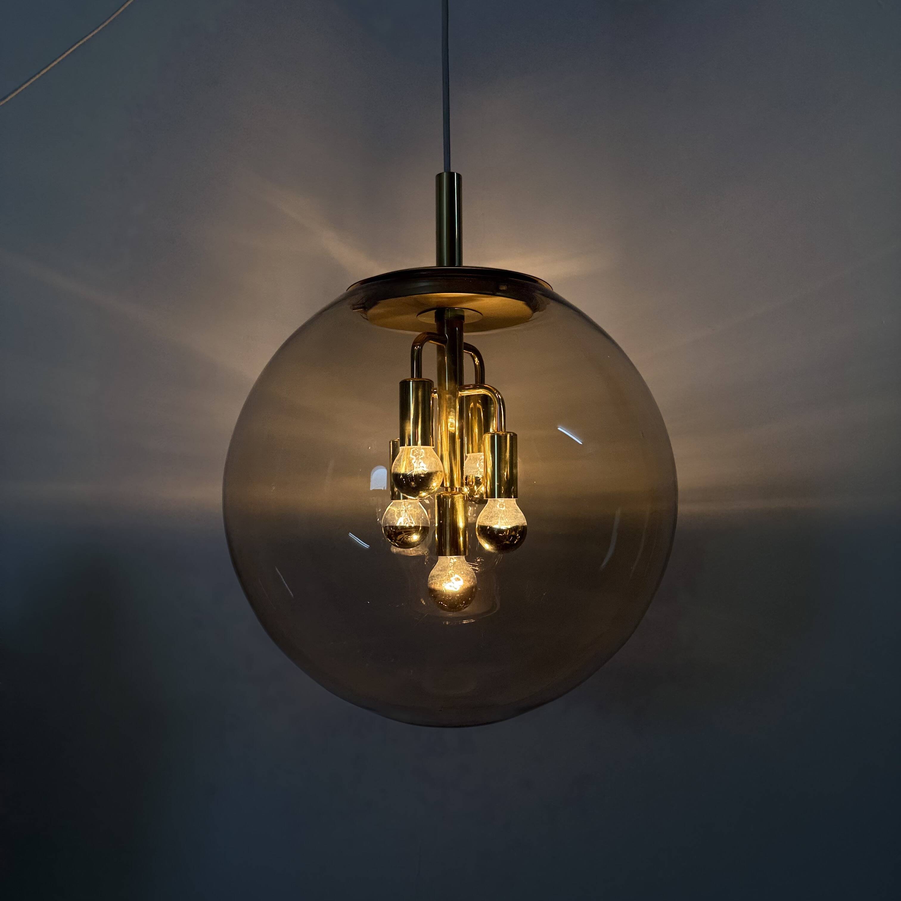 Doria Leuchten globe glass hanging lamp , 1970s