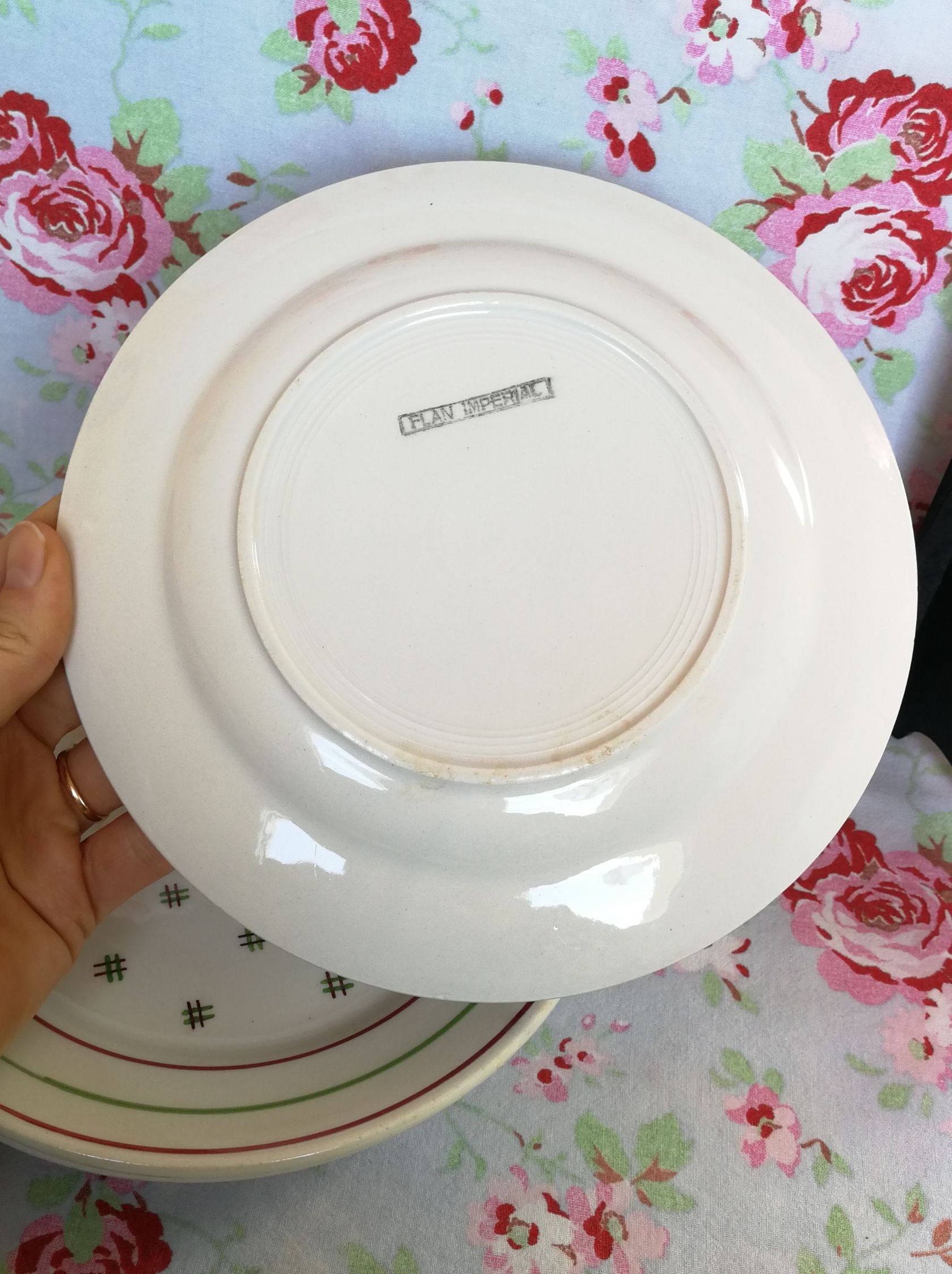 4 plates at dessert K&G Luneville "Imperial Flan" geometric pattern