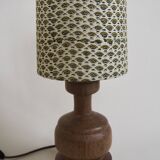 Wooden lamp with block print shade