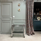 Vintage 70s serving cart in chromed metal and smoked glass