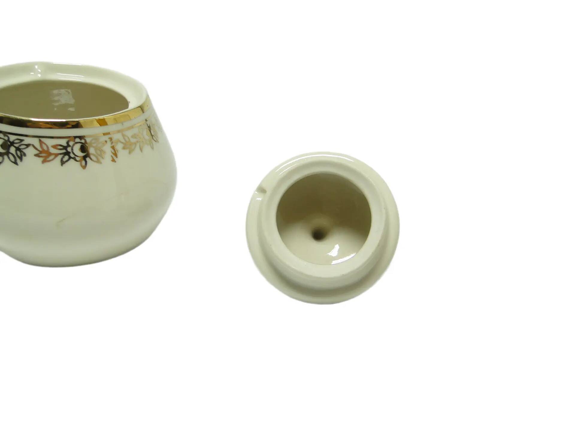 Ewa sugar bowl, modernism, ivory white porcelain, Poland, 1970s.